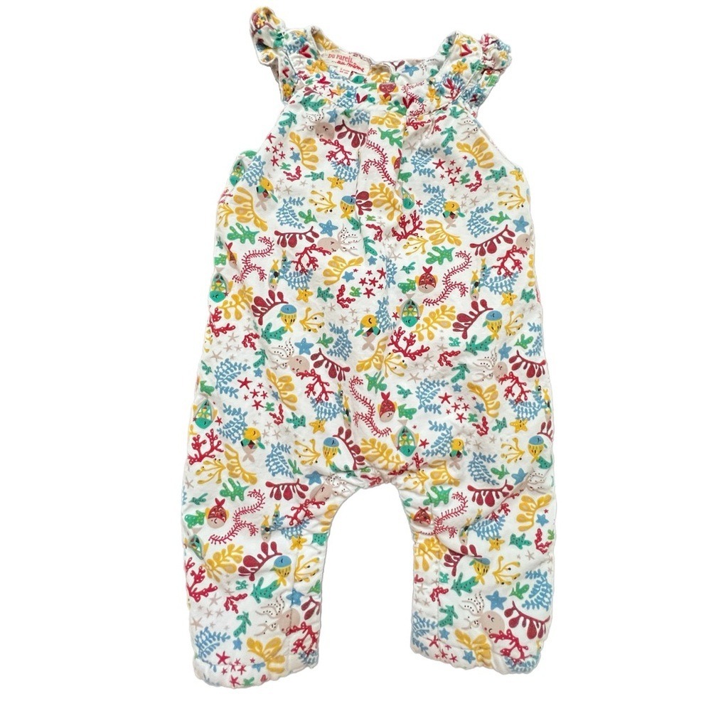 Du Pareil au Meme Romper‎ White Sea Life Ocean Print 6 Months